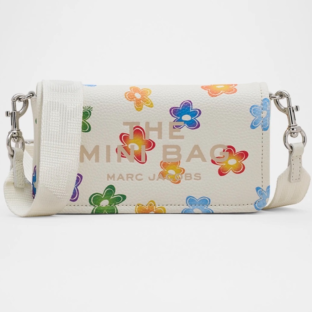 Authentic Marc Jacobs Cream Mini Bag with Colorful Floral Design